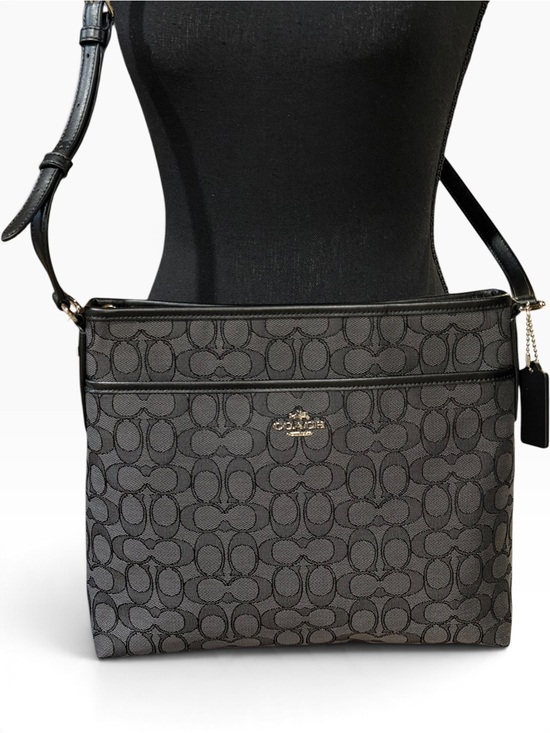 Coach Handbags - Coach Signature Black/Smoke File Crossbody Bag F58285 - EUC